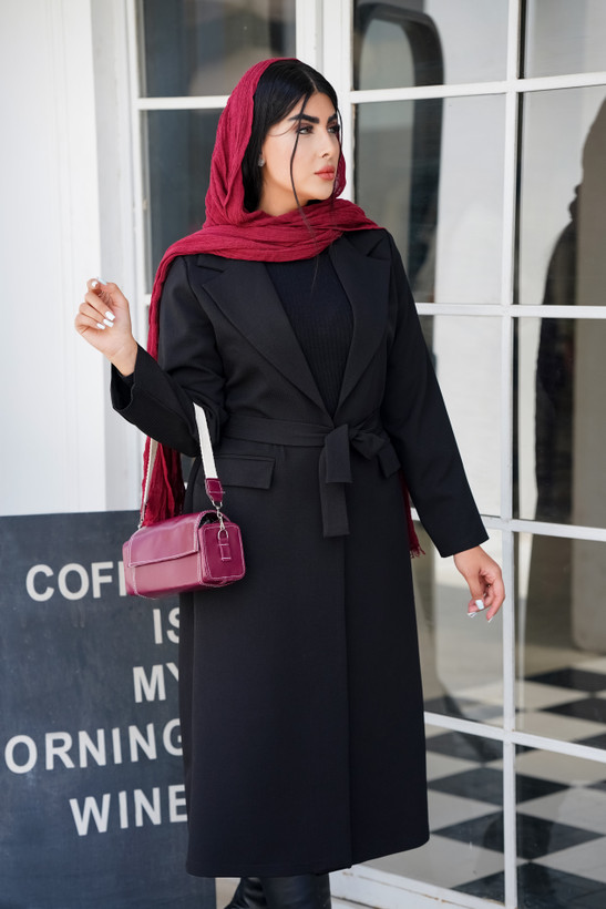 مانتو بلند هرمس مدل کمربندی